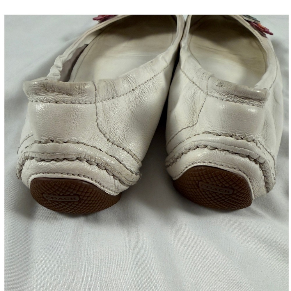 Coach Vanesa White Leather Floral Applique Ballet Flats Shoes Womens 9 M F2070 - Picture 3 of 6
